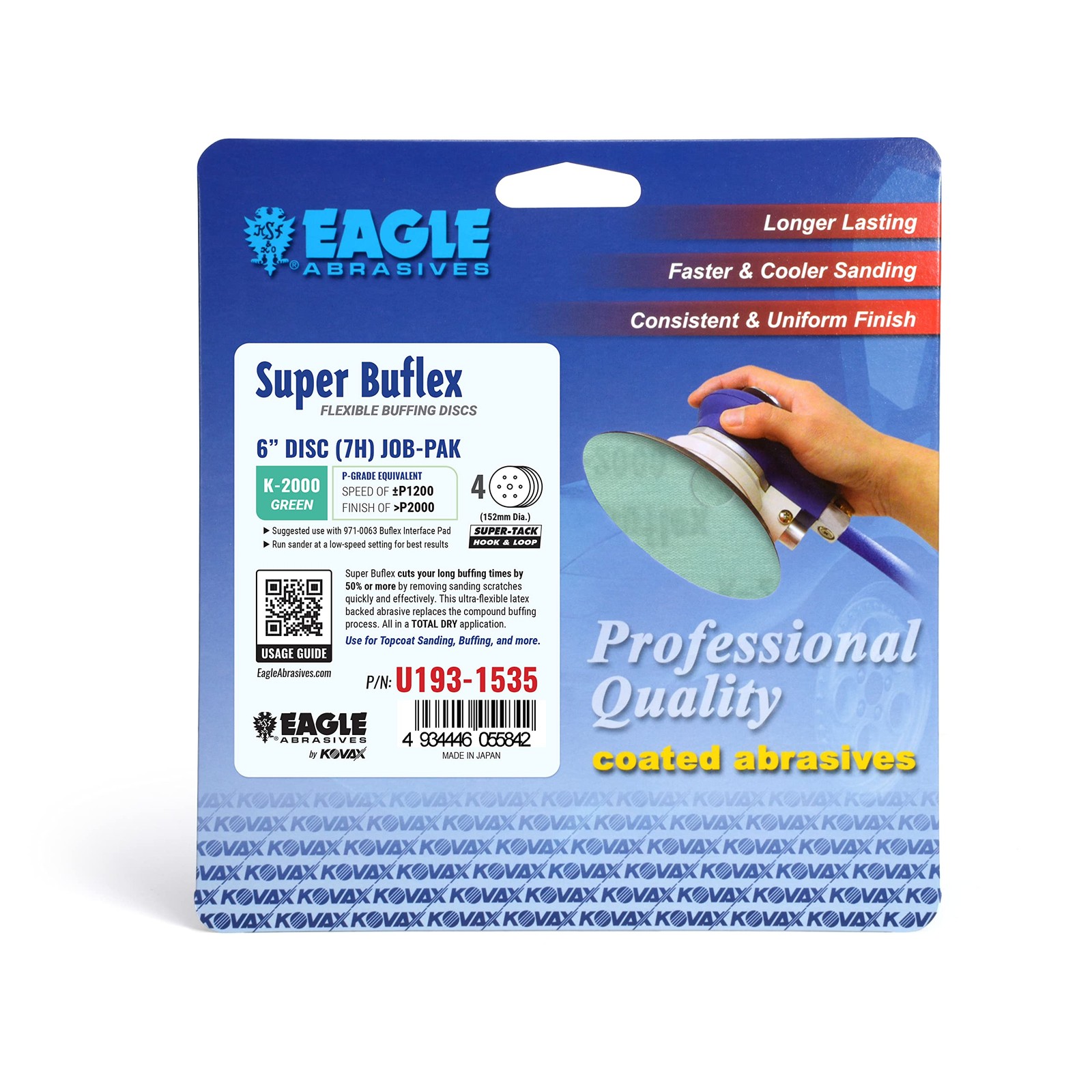 Eagle U193-1535 6 inch DRY Super Buflex Discs – 7 Holes – GREEN (K2000) – (Jo…