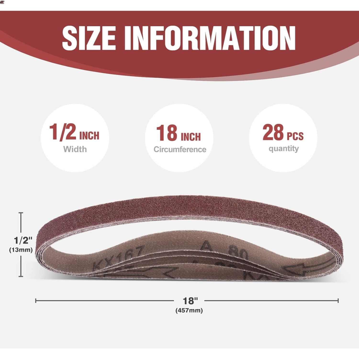 1/2×18 Inch Sanding Belts 28 Pcs 4 each of 36/40/60/80/120/180/240 Assorted G…