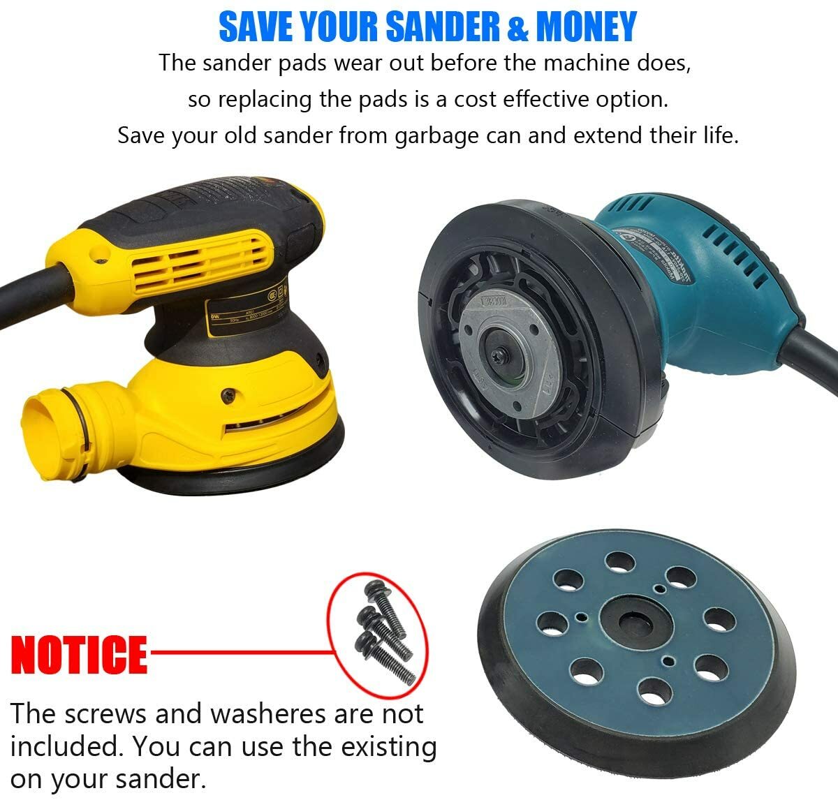 Replacement Backing Pad for Makita 5″ Orbital Sander- BO5041 BO5031 BO5030 +More