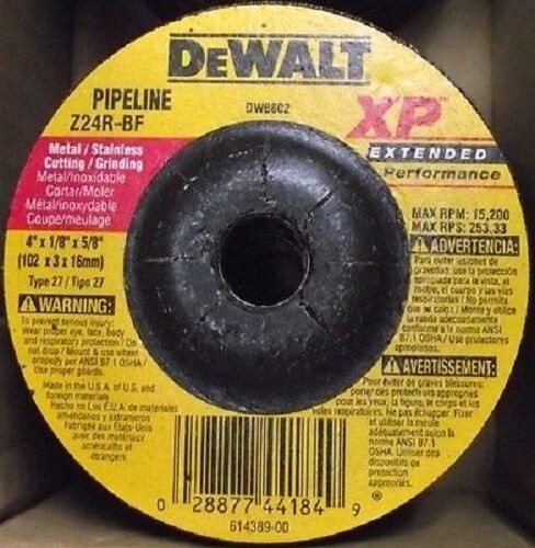 DeWalt DW8802 4″ X 1/8″ X 5/8″ XP Zirconia Abrasive 25pcs. USA