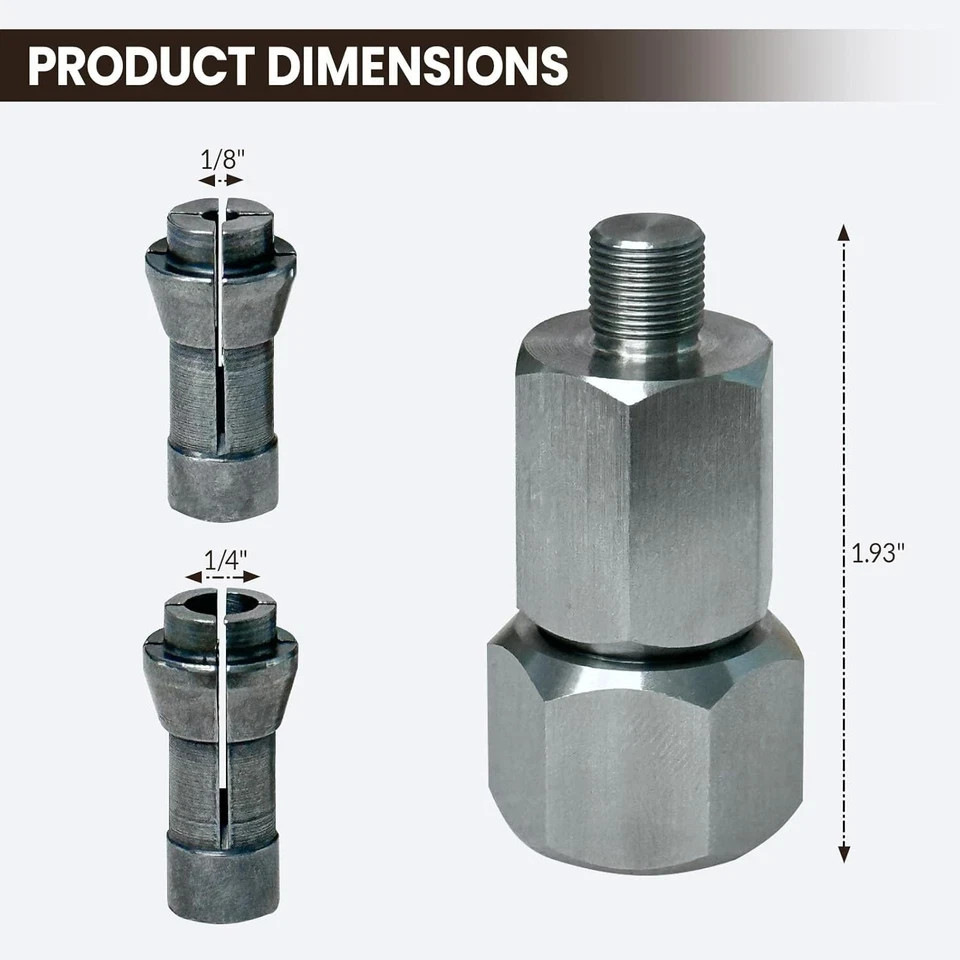 M9 Threaded Collet Adapter for Milwaukee M12 Polishers or Sanders, Includes 1/4″