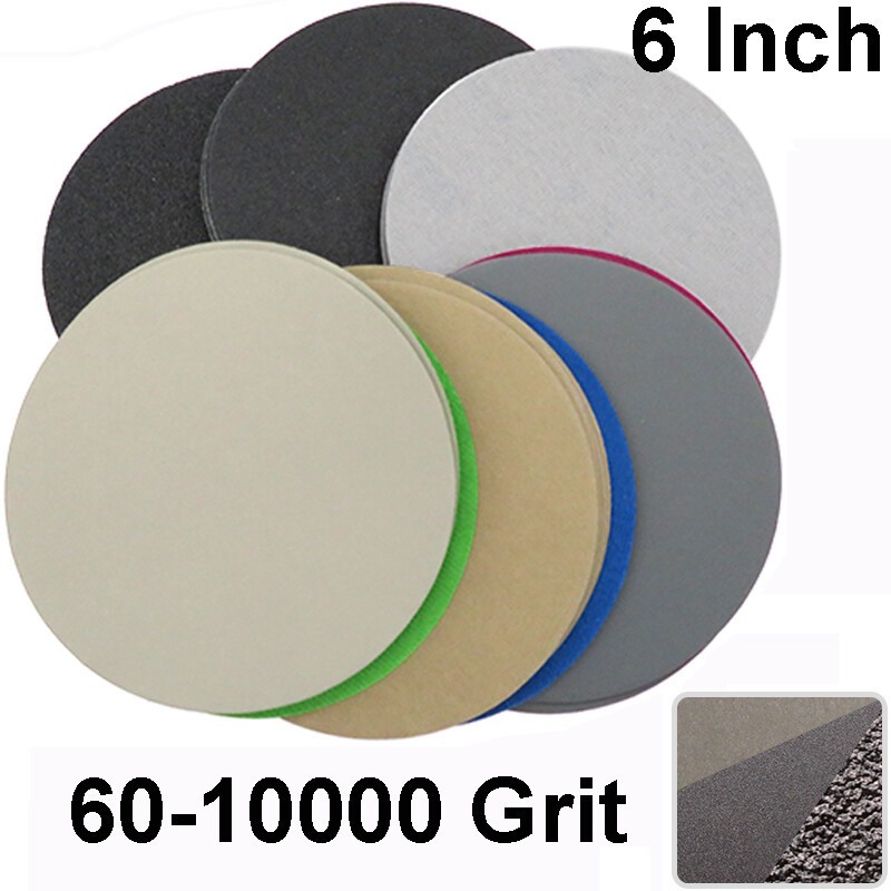 6″ 150mm Wet or Dry Hook & Loop Sanding Discs P60-P10000 Grit Sandpaper DA Pads