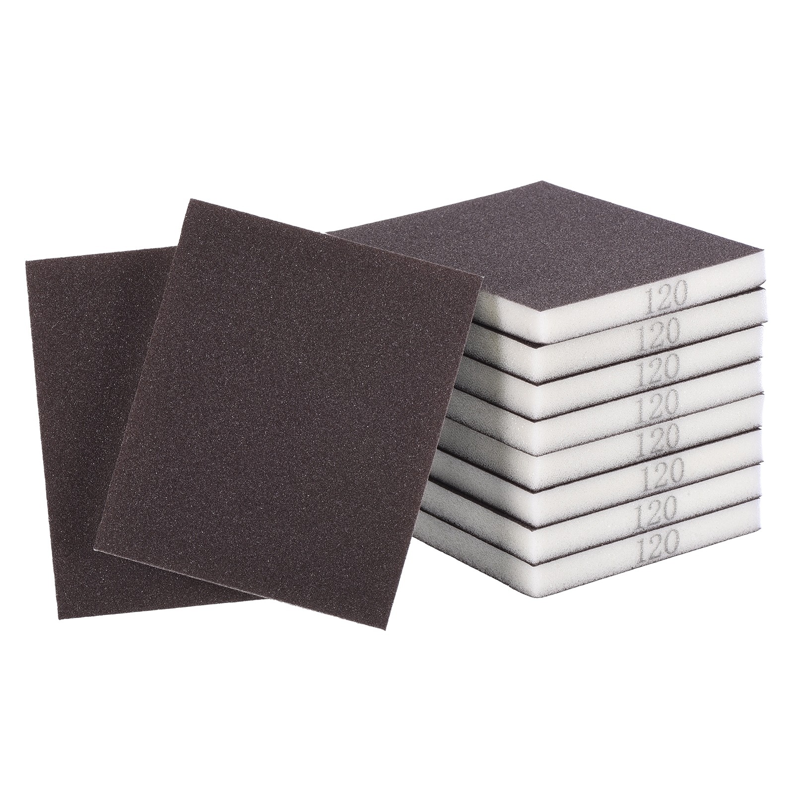 10Pcs 120 Grit Double-Sided Sanding Sponges for Woodworking, White
