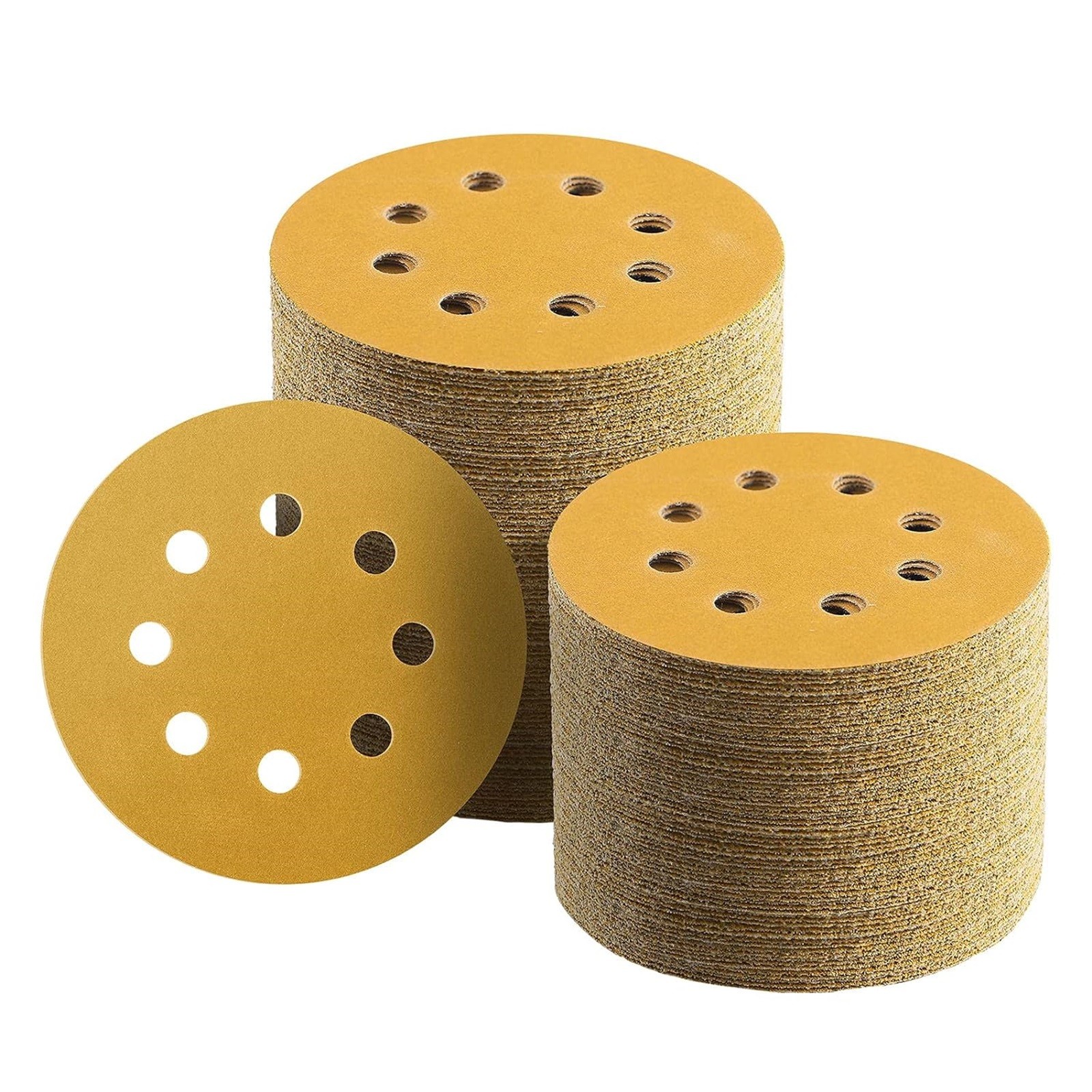 100PCS 60 80 120 150 240 Grit Sanding Discs 5inch 8-Hole Hook Loop Sander Paper