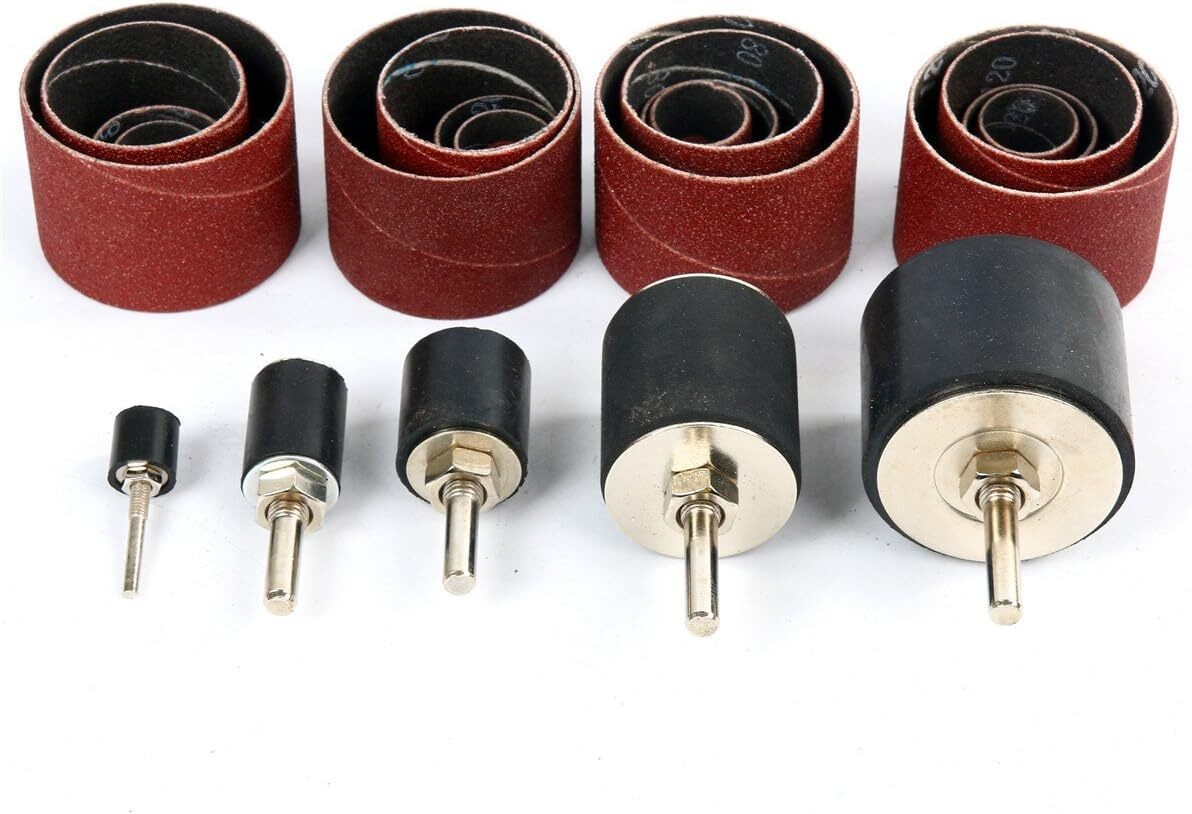 25Pcs Sanding Drum Set for Woodworking Drill Press Sander Round Sleeves Tool Kit