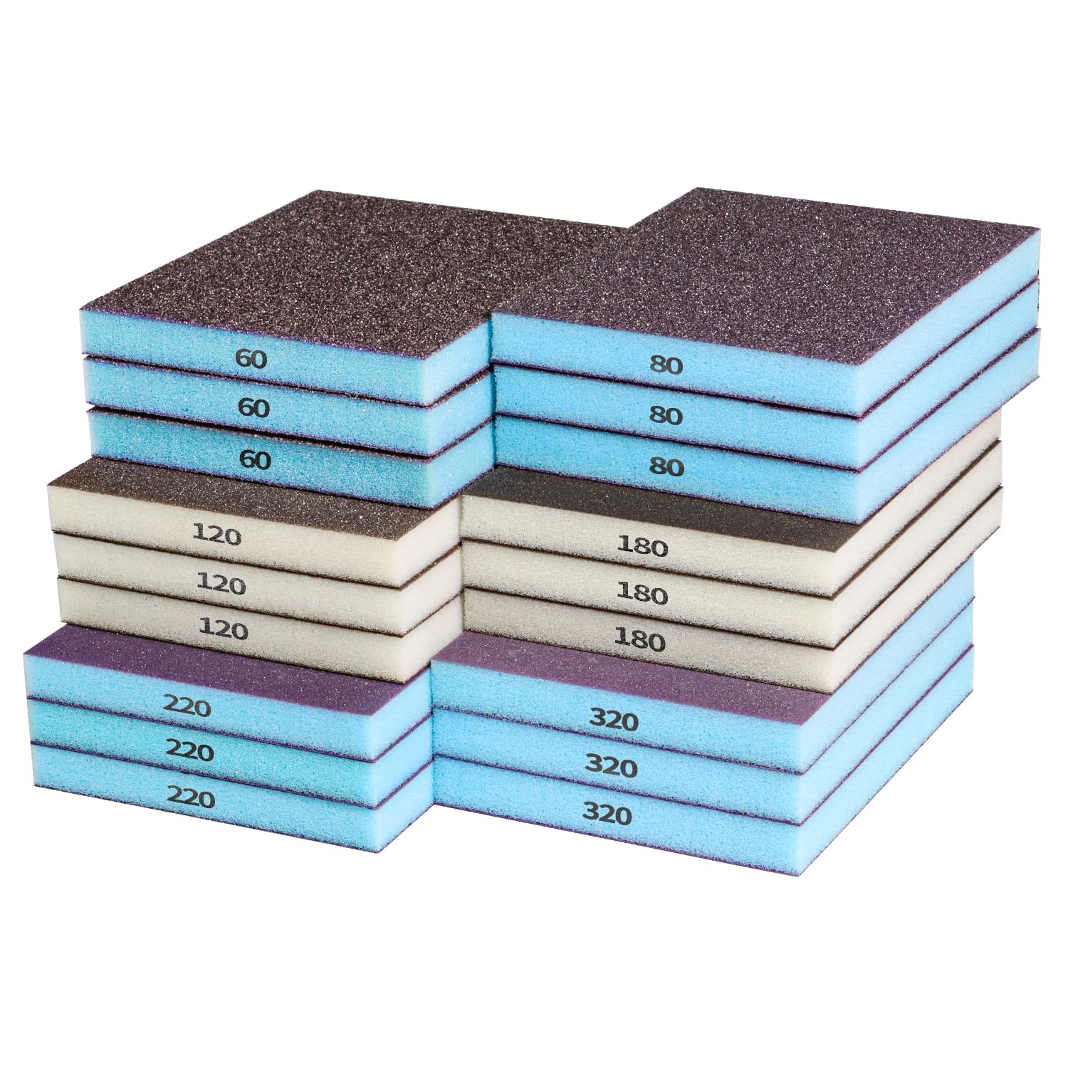 18 PCS Sanding Sponge Kit Fits 60/80/120/180/220/320 Grit Sandpaper Wood Metal