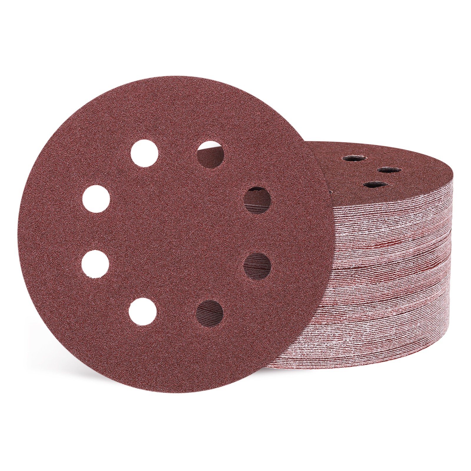 110 Pcs Sanding Disc 5 Inch 80 Grit 8 Hole Random Orbital Sandpapers, Red