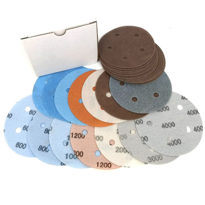 5 Inch 125mm Wet and Dry Sanding Discs Sandpaper Film Pads 600-4000 Grit 5 Hole