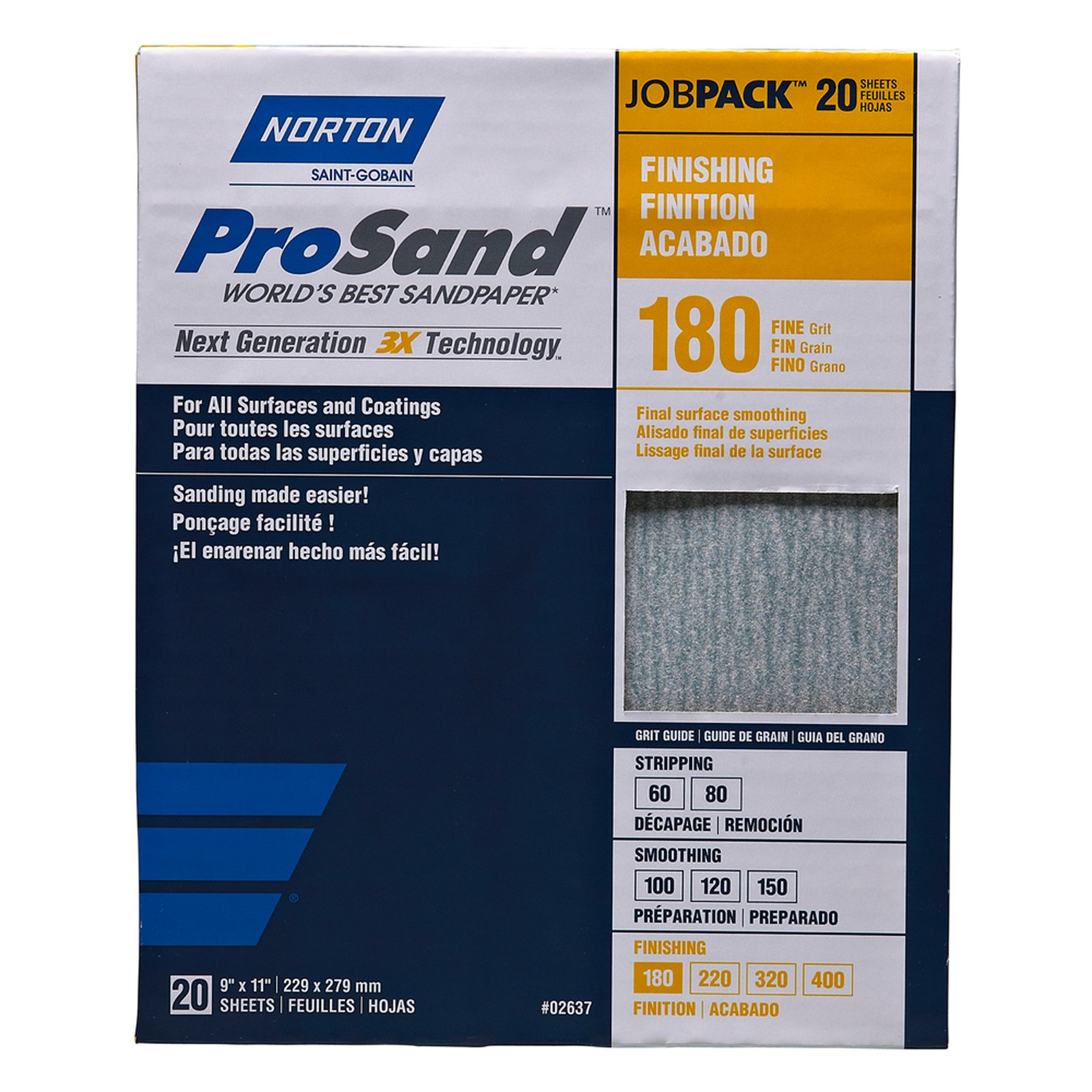9″ X 11″ 3X Job Pack 20 Sheets 180 Grit