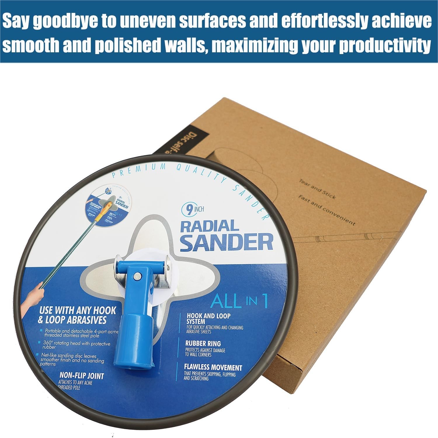 9″ Radial Hand Sander Hook Loop Drywall Sanding Tool for Wall