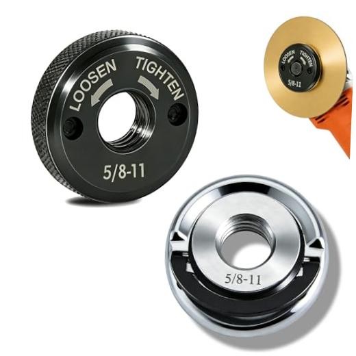 2-Pack 5/8″-11 Angle Grinder Flange Nuts, Tool-Free Quick Release Self Locking
