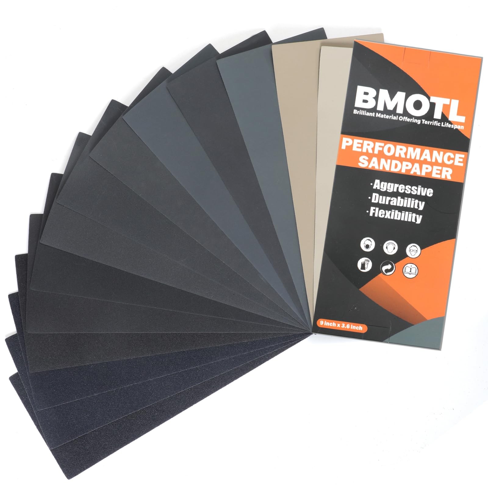 42 Pcs Wet Dry Sandpaper Sheets 9×3.6″, 120-5000 Grit Silicon Carbide
