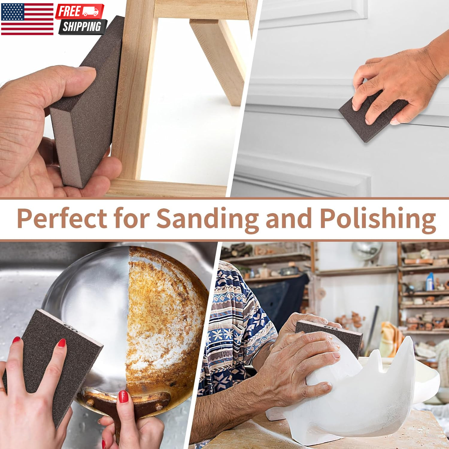 8 Pack Sanding Sponge, Sanding Blocks 60/80/120/220 Grit Assortment, Sand Paper