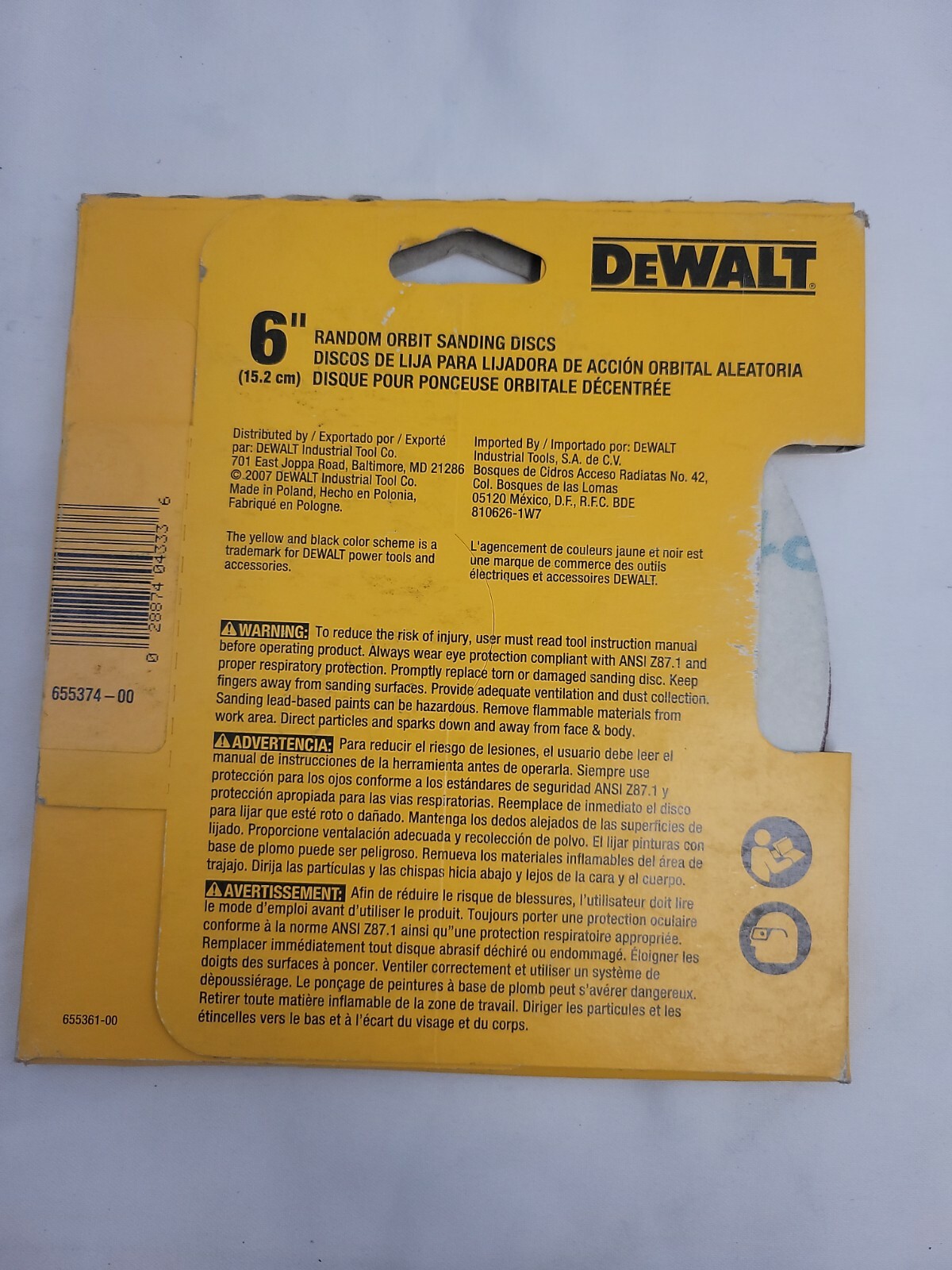 DW4388 6 Inch 120 Grit Random Orbit Palm Sander Pad 5 Pack