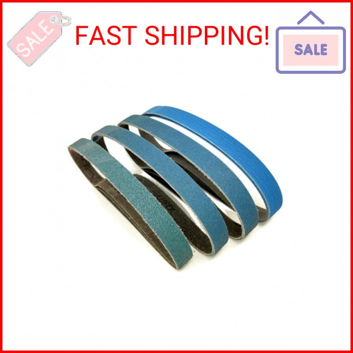 3/8 Inch x 13 Inch Zirconia Sanding Belts, 4 Each of 40/60/80/120 Assorted Grits