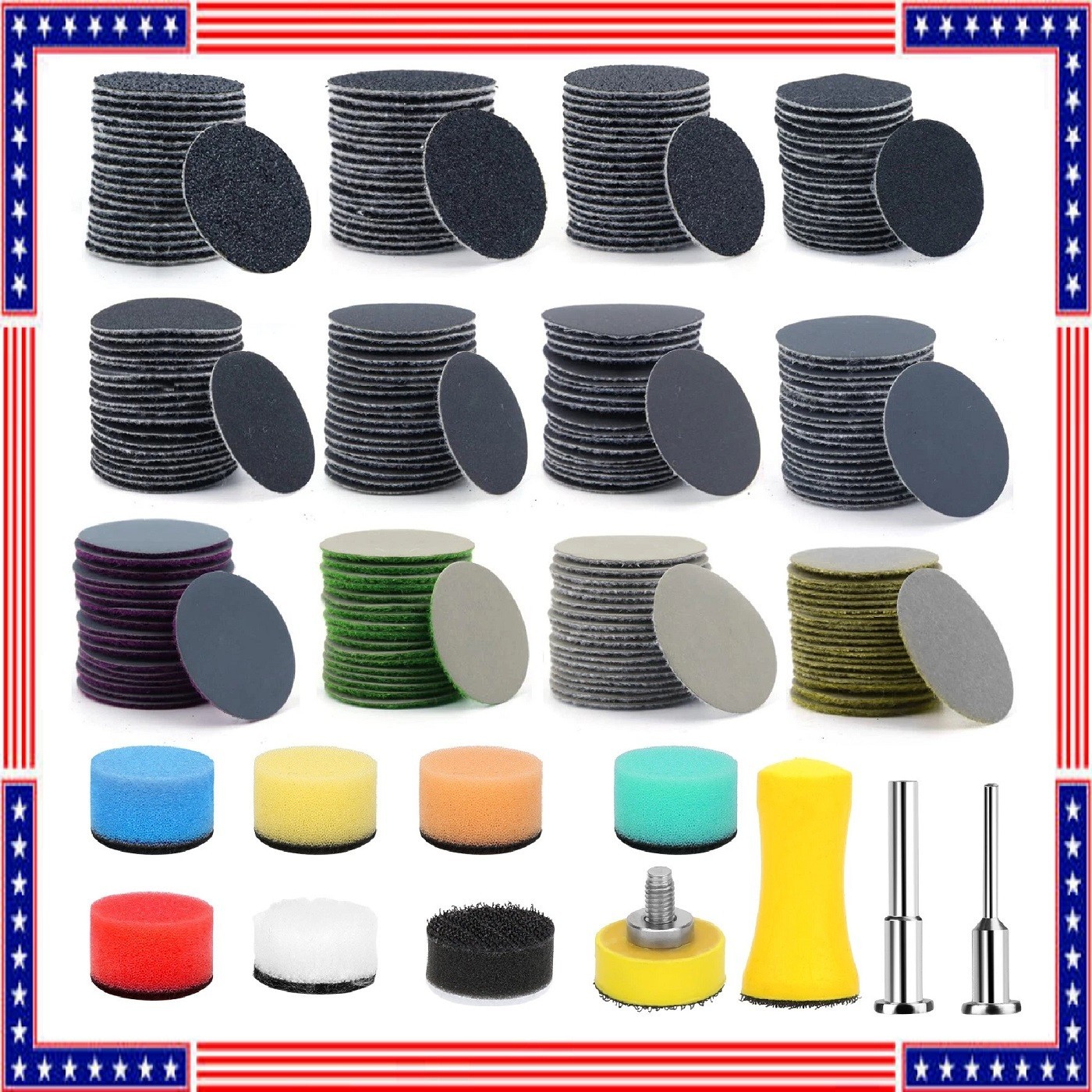 191Pcs 1 inch Sanding Discs 60-10000 Grit for Drill Wet Dry Hook Loop Sandpaper