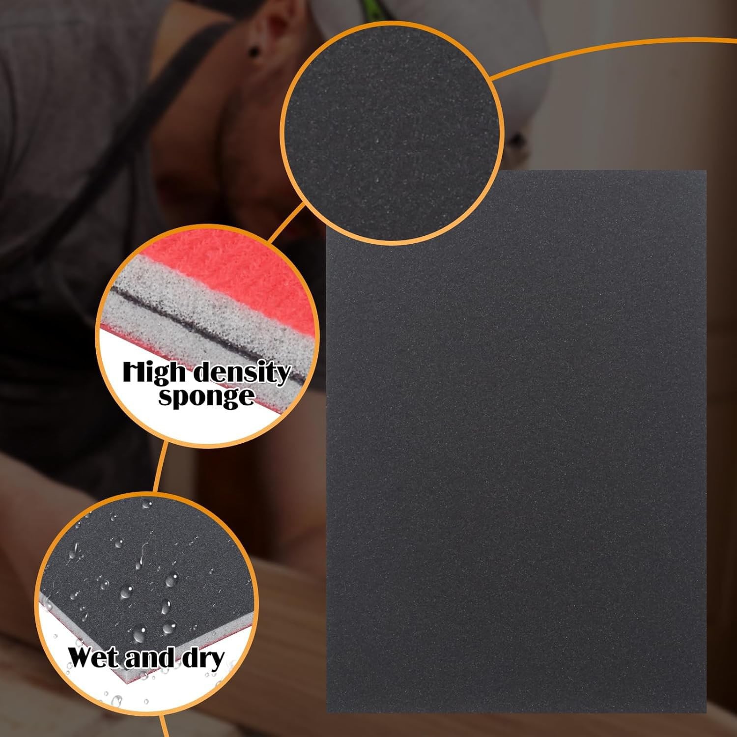 20 PCS 800 Grit Sanding Sponge Wet Dry Block Soft Foam Sandpaper Metal Wood