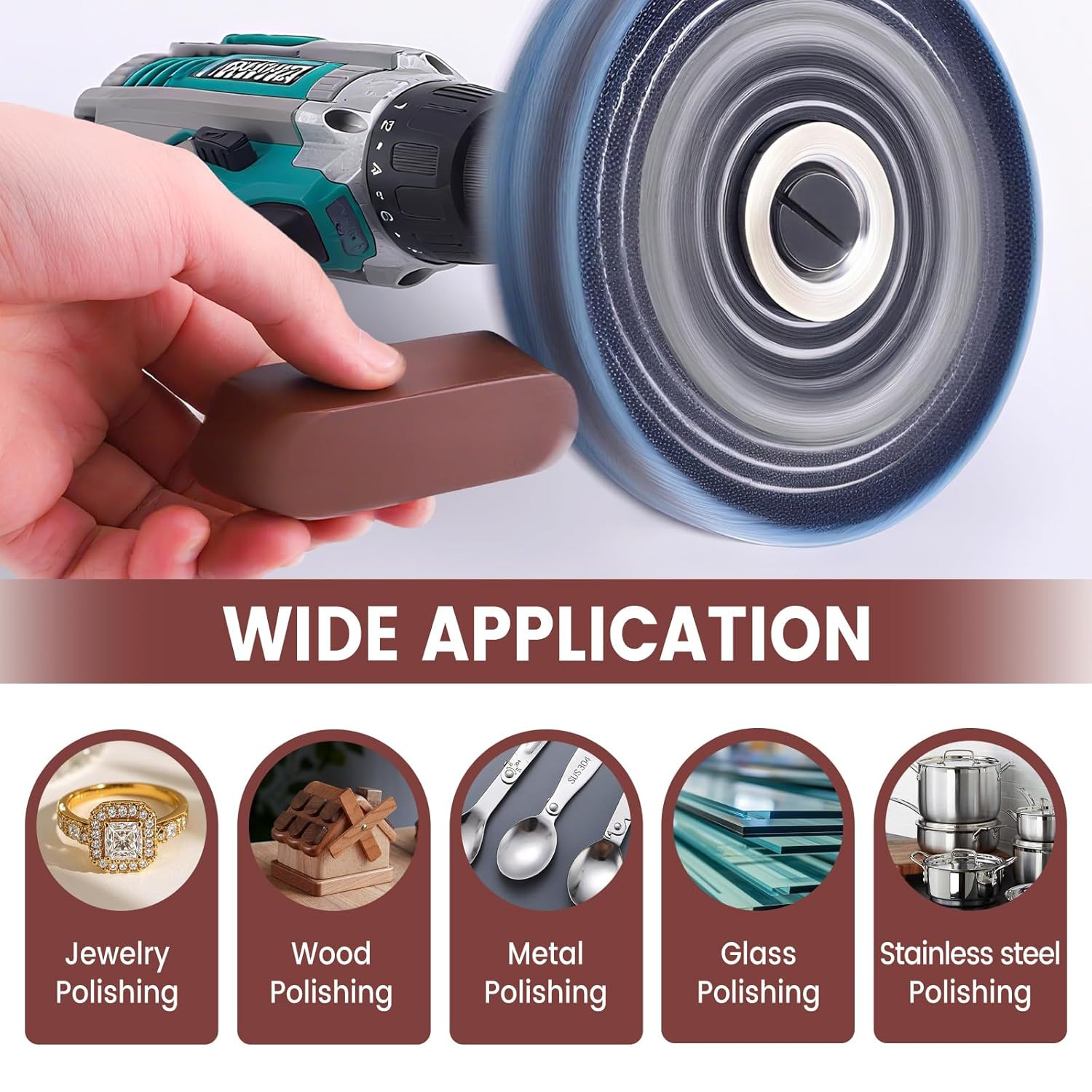 8PCS 4 Inch Buffing & Polishing Wheel Kit for Bench Grinder, 1/2″ Arbor Hole, De