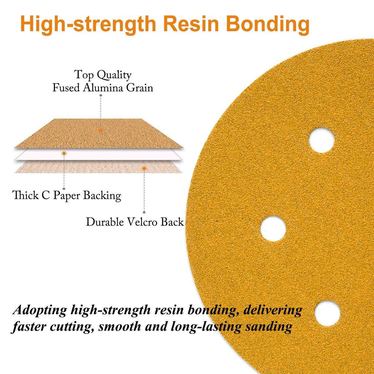 6-Inch 6-Hole Hook and Loop Sanding Discs 400-Grit, Random Orbital Sandpaper