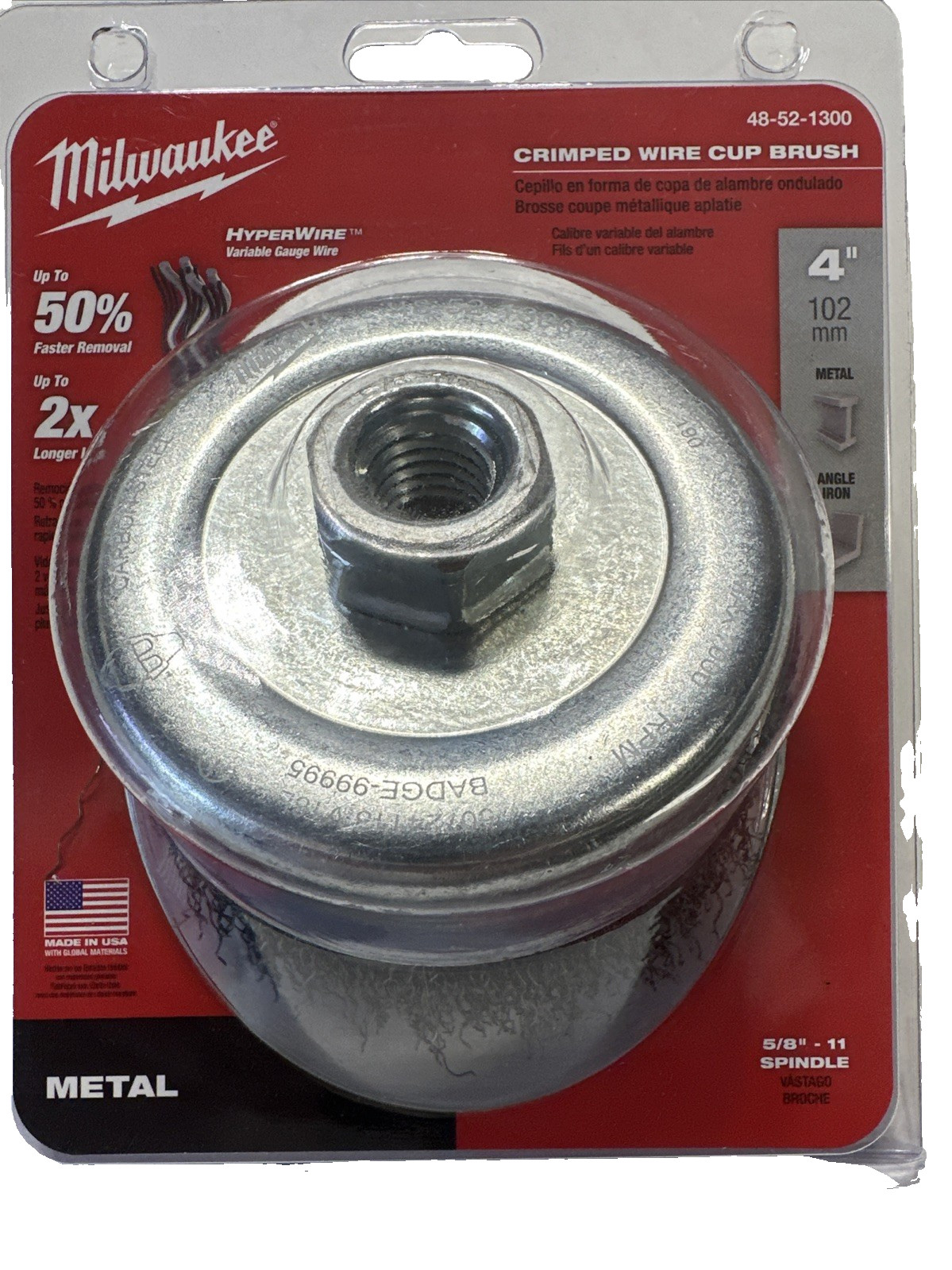 Milwaukee 4 in. Carbon Steel Crimped Wire Cup Brush 48-52-1300