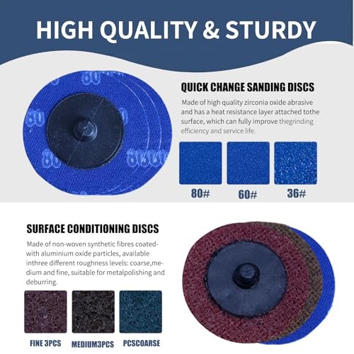 294 PCS 2 Inch Die Grinder Sanding Discs with 1/4″ &1/8″Roll Lock , Compatible