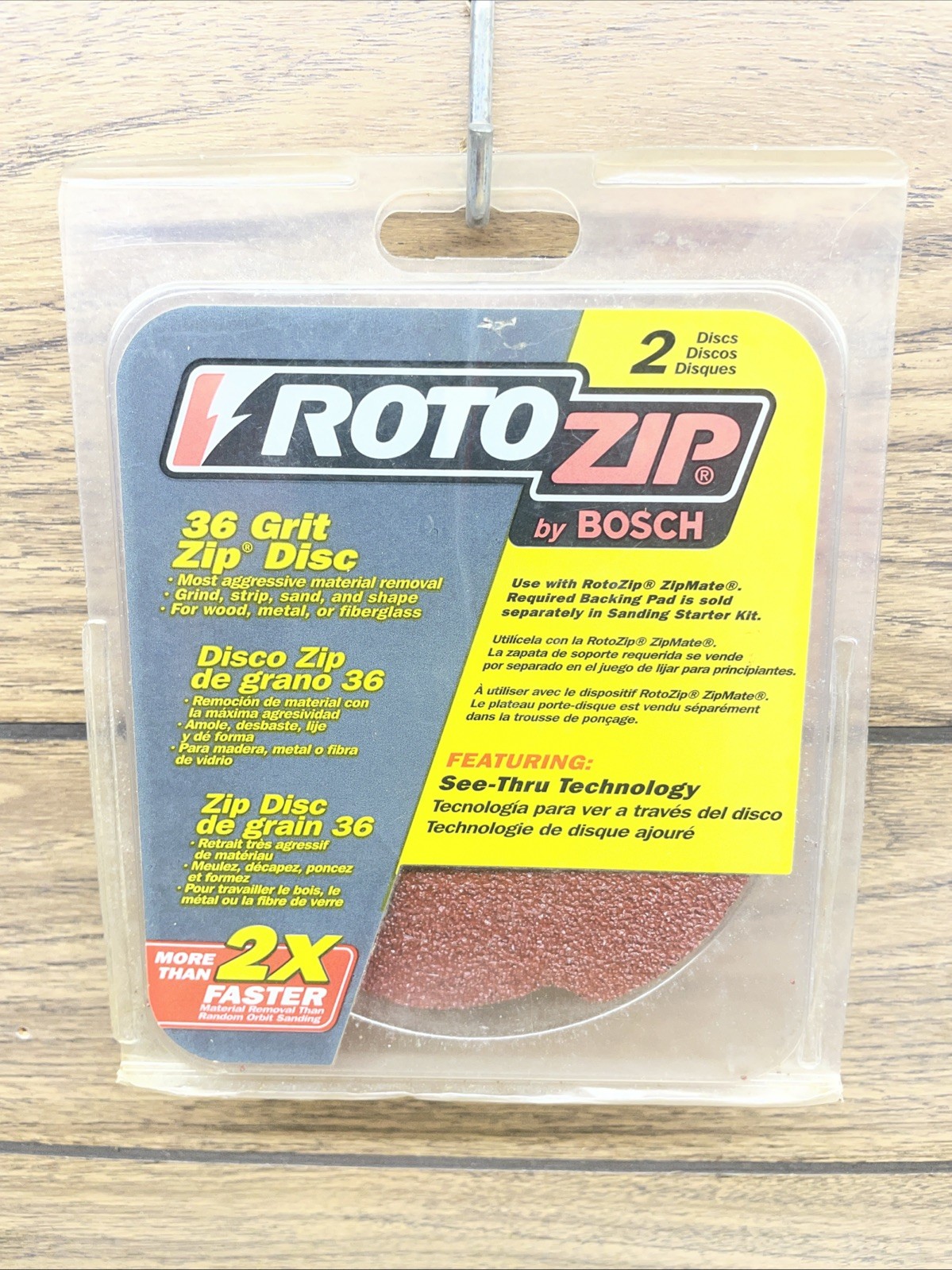 RotoZip By Bosch 36 Grit Zip Discs 2 Pack See-Thru Technology For Zip Mate NOS