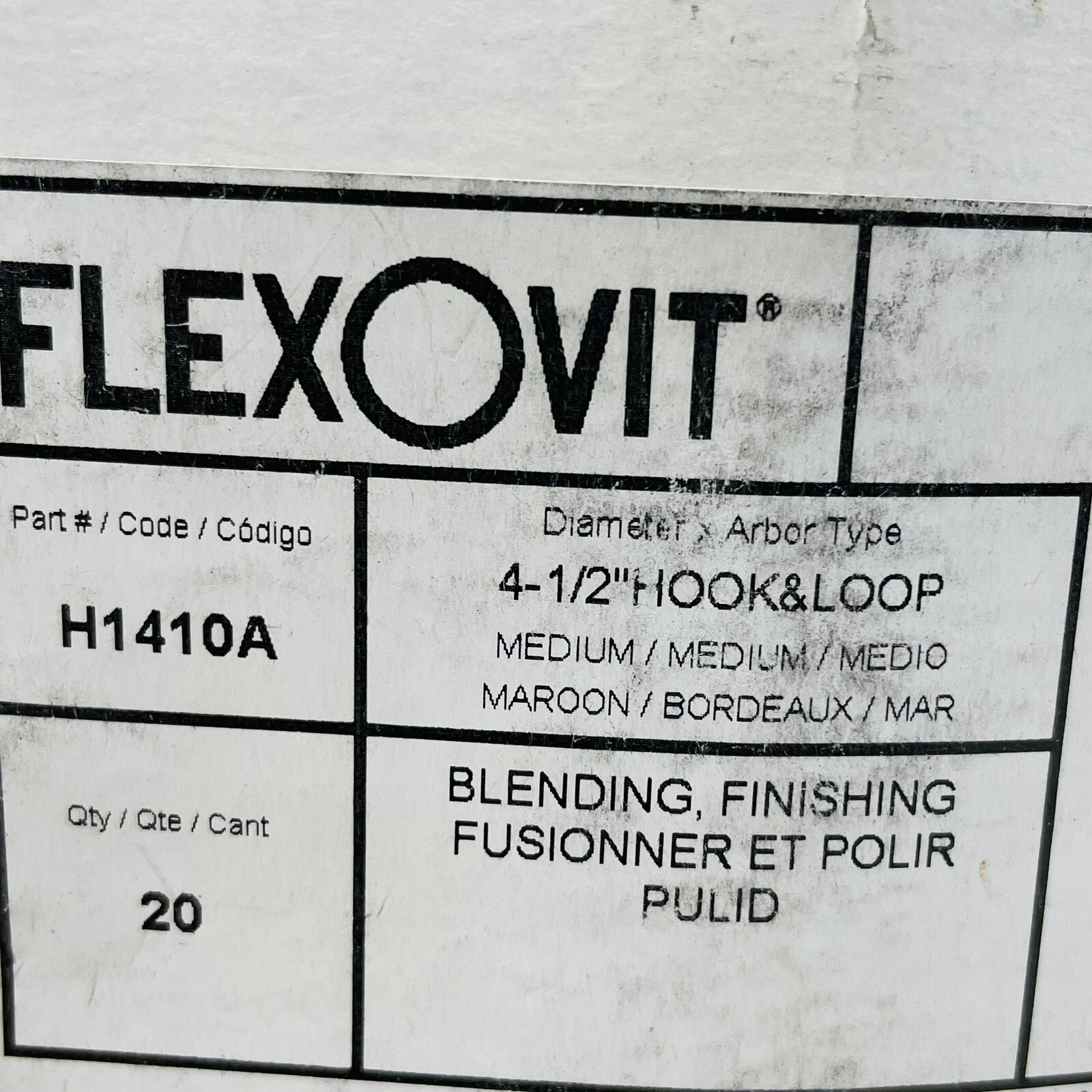 BOX OF 20 FLEXOVIT #H1410A 4- 1/2″ HOOK & LOOP DISC