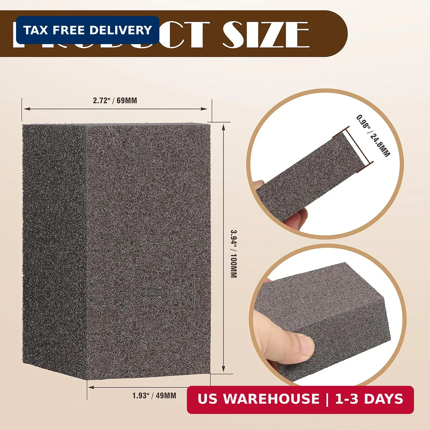 120 Grit Angled Sanding Blocks, Jamiikury Fine Sponge Sand Block Washable and Re