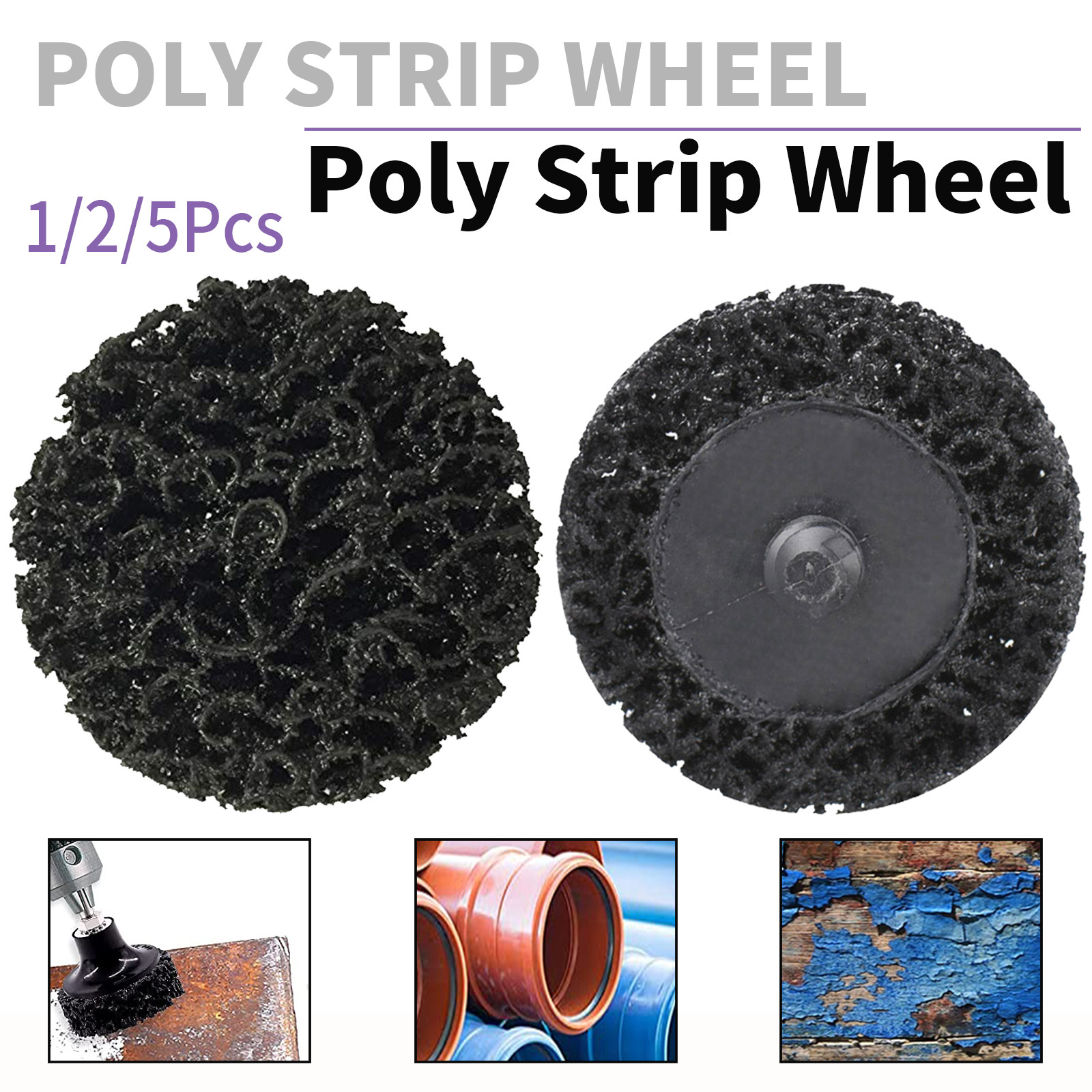 1/2/5Pcs 2” Poly Strip Wheel Disc Paint Rust Removal Abrasive For Angle Grinder