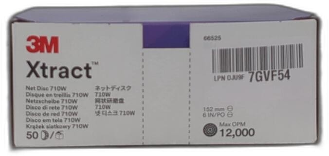 3m Xtract Net Disc 710w, 80+, 6 In, Die 600z, Pack Of 50 Hook And Loop Sanding