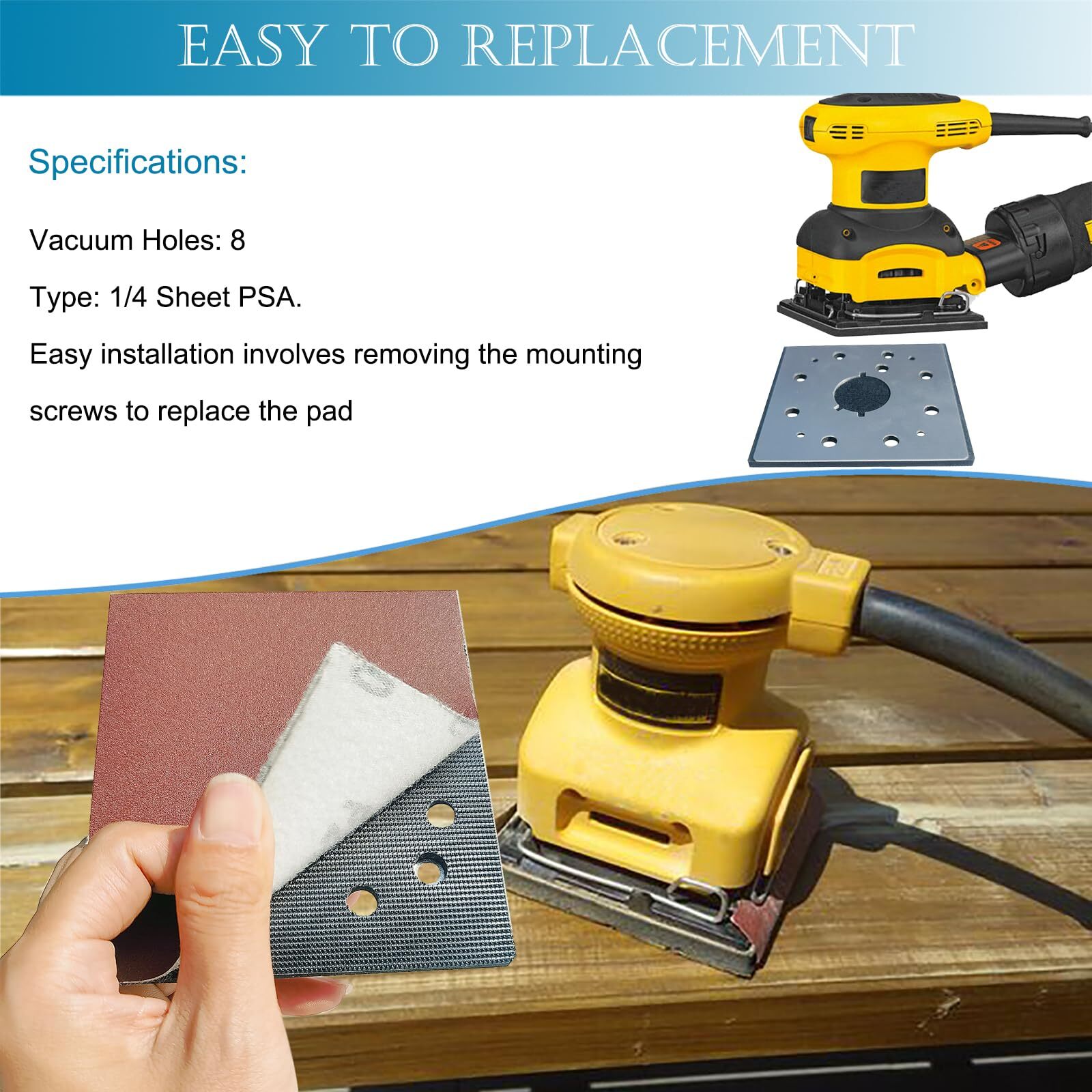 2 Pack Upgrade Hook and Loop Replacement Sander Pad for DeWalt DW411 D26441