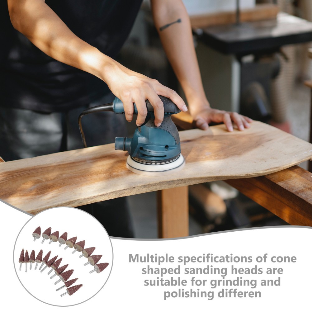 20Pcs Sandpaper Abrasive Flap Wheels Cone Shape Grinding Heads with Handle