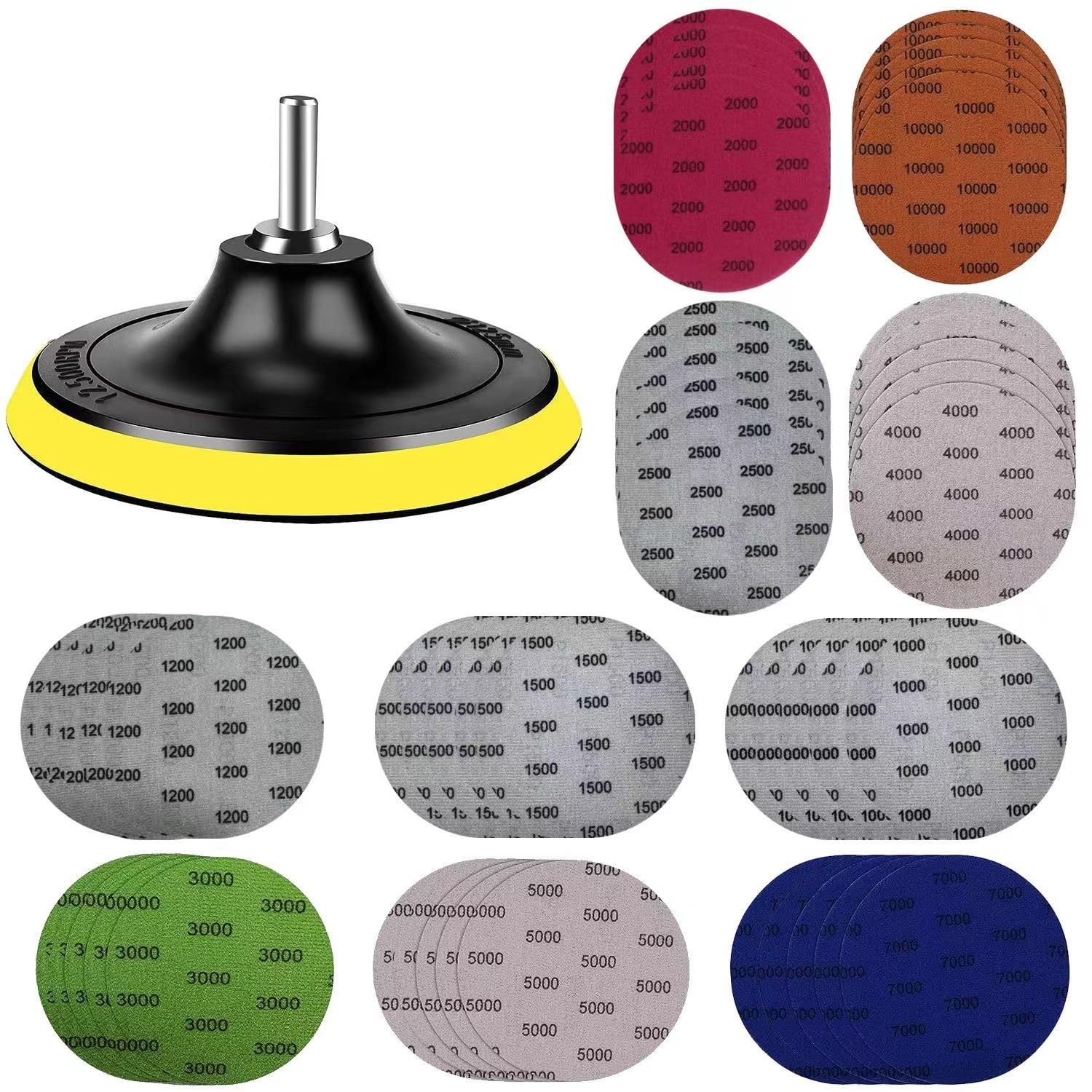 50PCS Water Grit Sandpaper 1000/1200/1500…7000/10000 and 5 x 5 inches