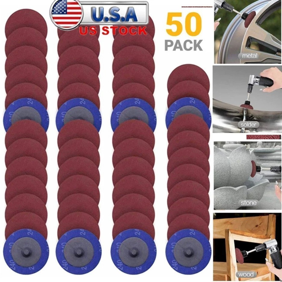 50P 2inch 80Grit Aluminum Oxide Roll Lock Die Grinder Sanding Grinding Disc-=-%%