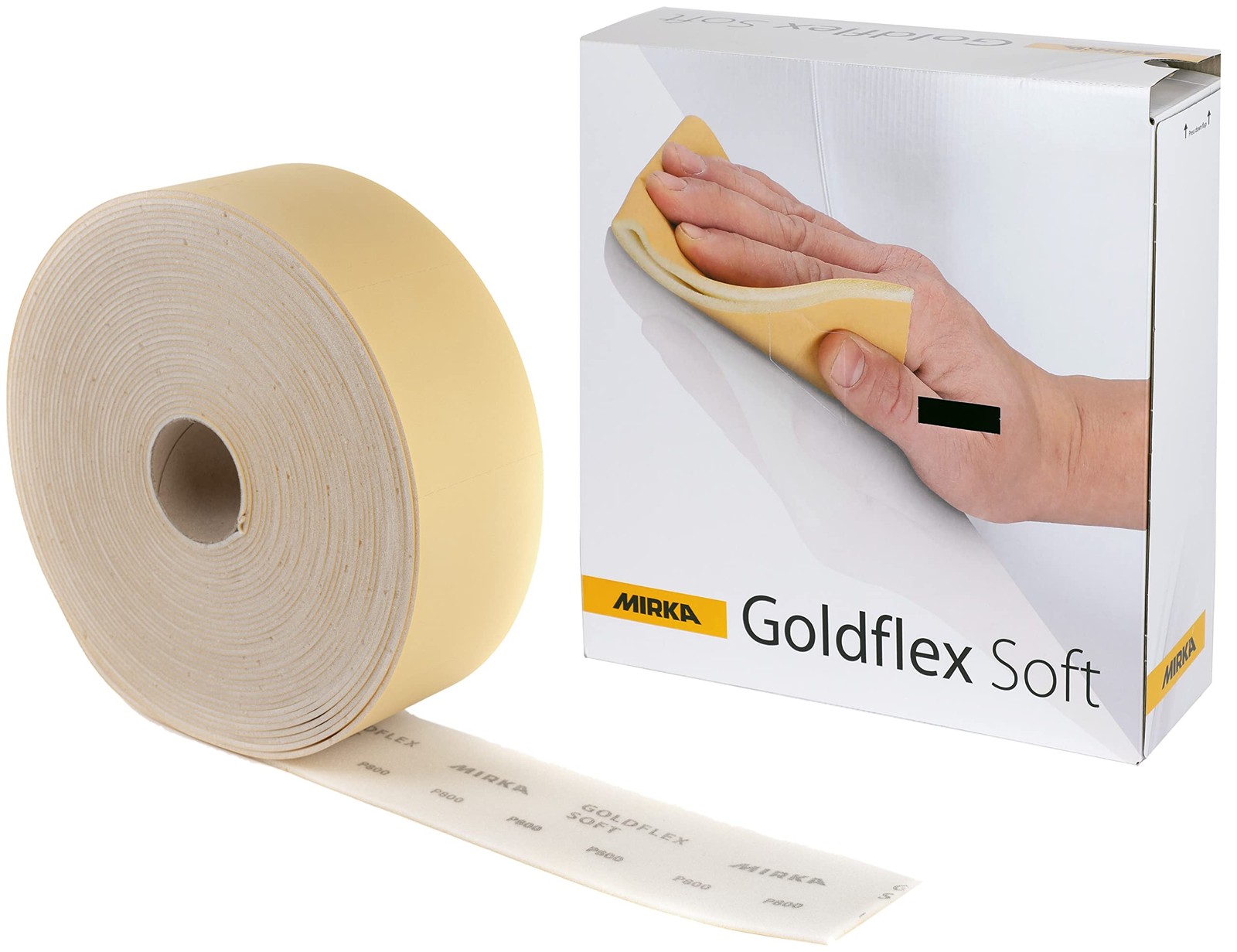 Mirka Goldflex Soft Hand Sanding Sheets 4.5 inch x 5 inch/Grit 180/200 pcs on a
