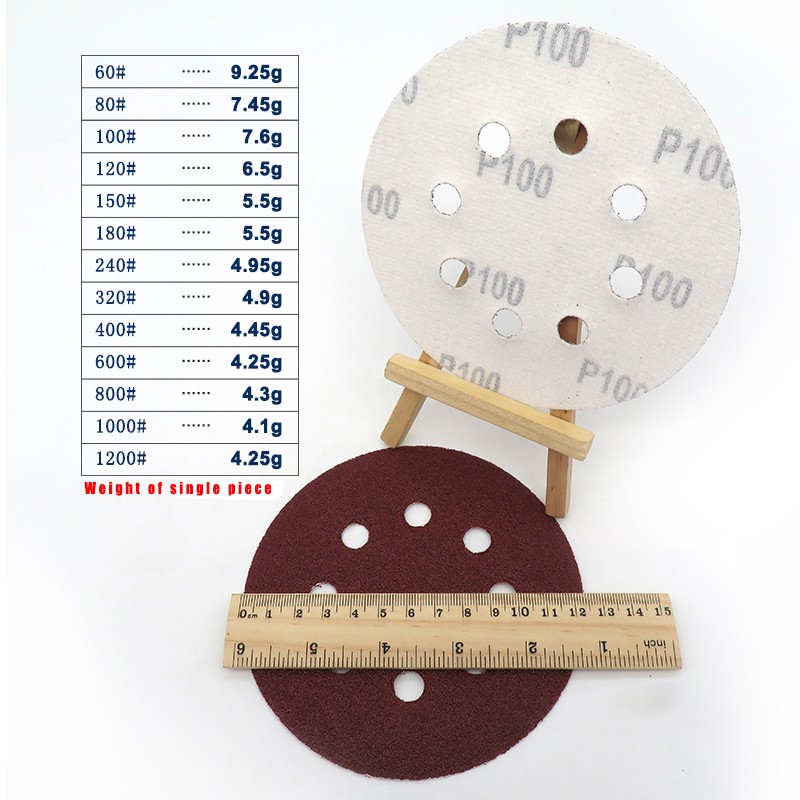 125mm 225mm Red Sanding Discs Hook Loop Sandpaper Pads 8 Hole Grit 40 – 2000