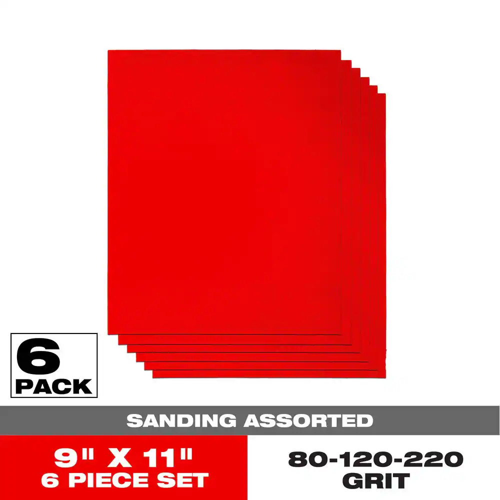9 In. X 11 In. Assorted Pack 80, 120, and 220 Grit Course, Medium, and Ultra Fin