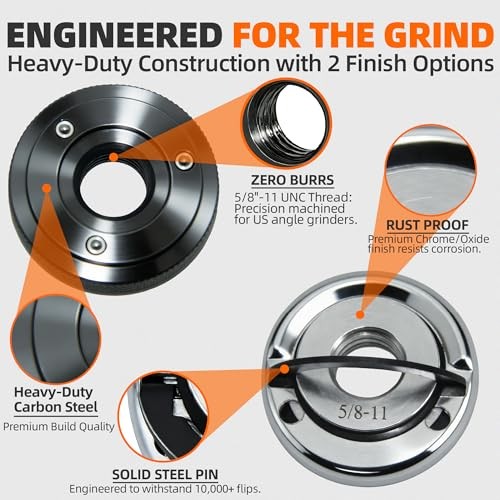 2-Pack 5/8″-11 Angle Grinder Flange Nuts, Tool-Free Quick Release Self Locking