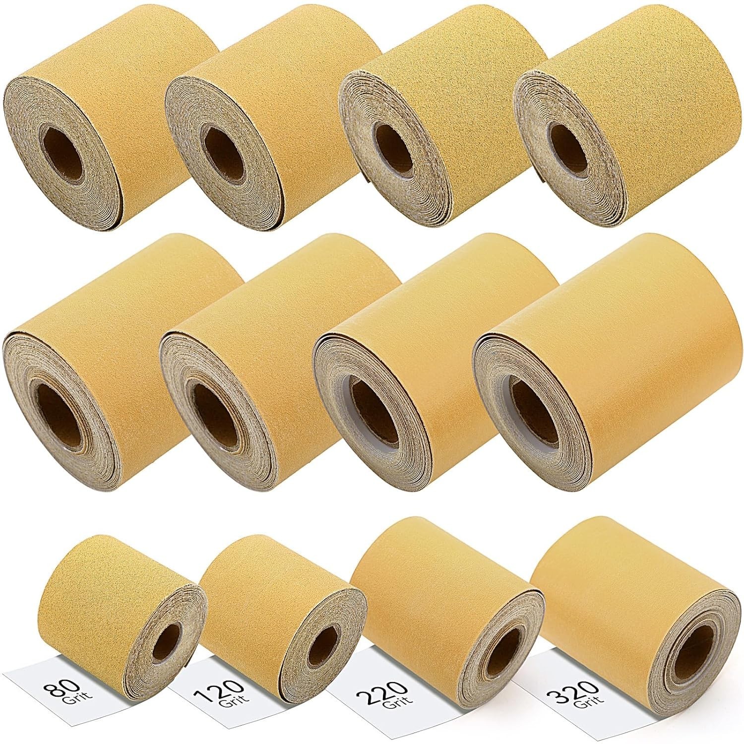 Sandpaper Roll Kit 8pcs 80 120 220 320 Grit Continuous Self-Adhesive Sandpaper