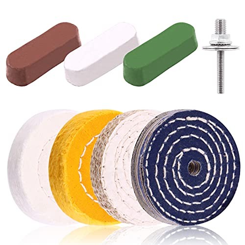 Keadic 8 Pcs 3 Inches Buffing Polishing Wheel Kit 3 pcs Polish Compound,