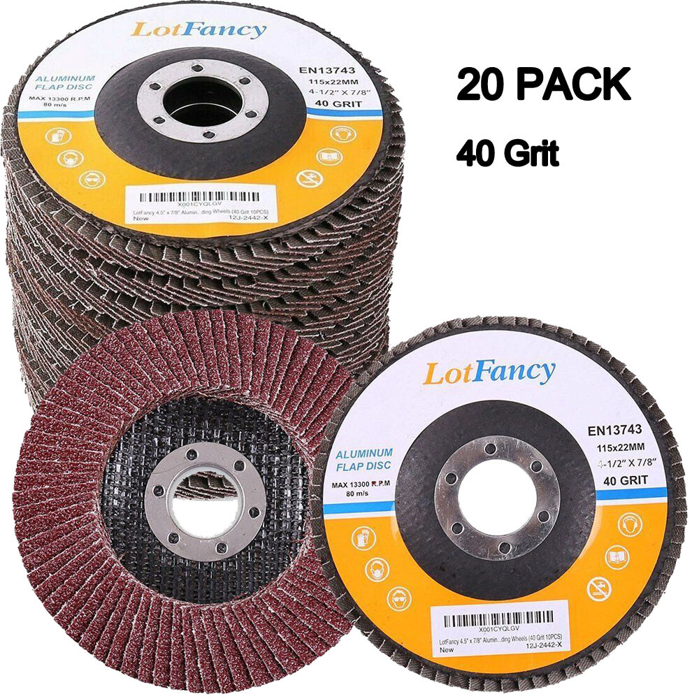 20 Packs 4.5″ 4-1/2 Flap Disc 40 Grit Angle Grinder Sanding Grinding Wheels Set