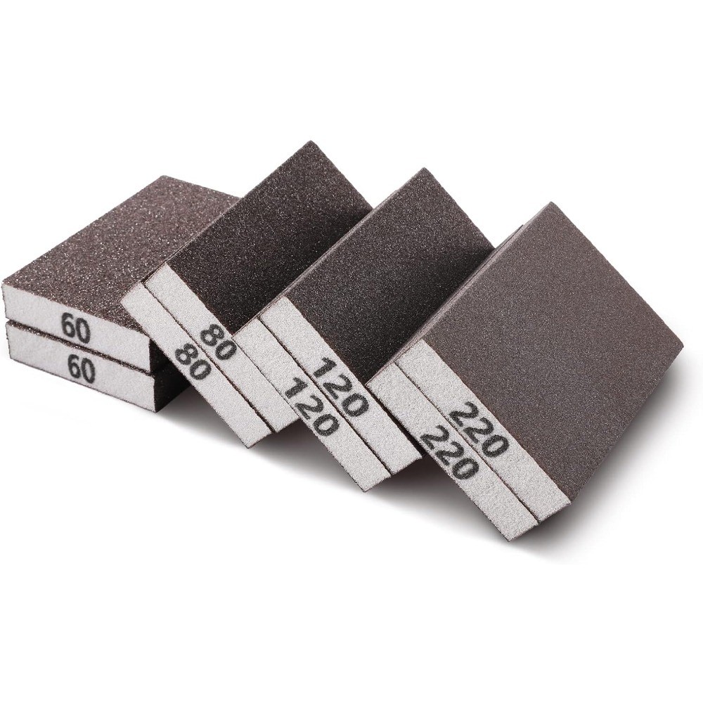 8-Piece Sanding Sponge Set with Assorted Grits 60 80 120 220 Flexible Reusable
