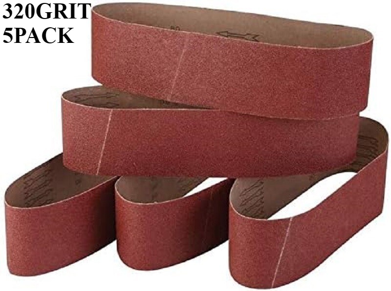 5 PACK 100 x 915mm Sanding Belts Sander Sheet 320 Grit Aluminum Oxide for Metals