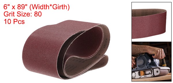 10pcs 6″ x 89″ 80 Grits Sanding Belts Aluminum Oxide Abrasive Sander