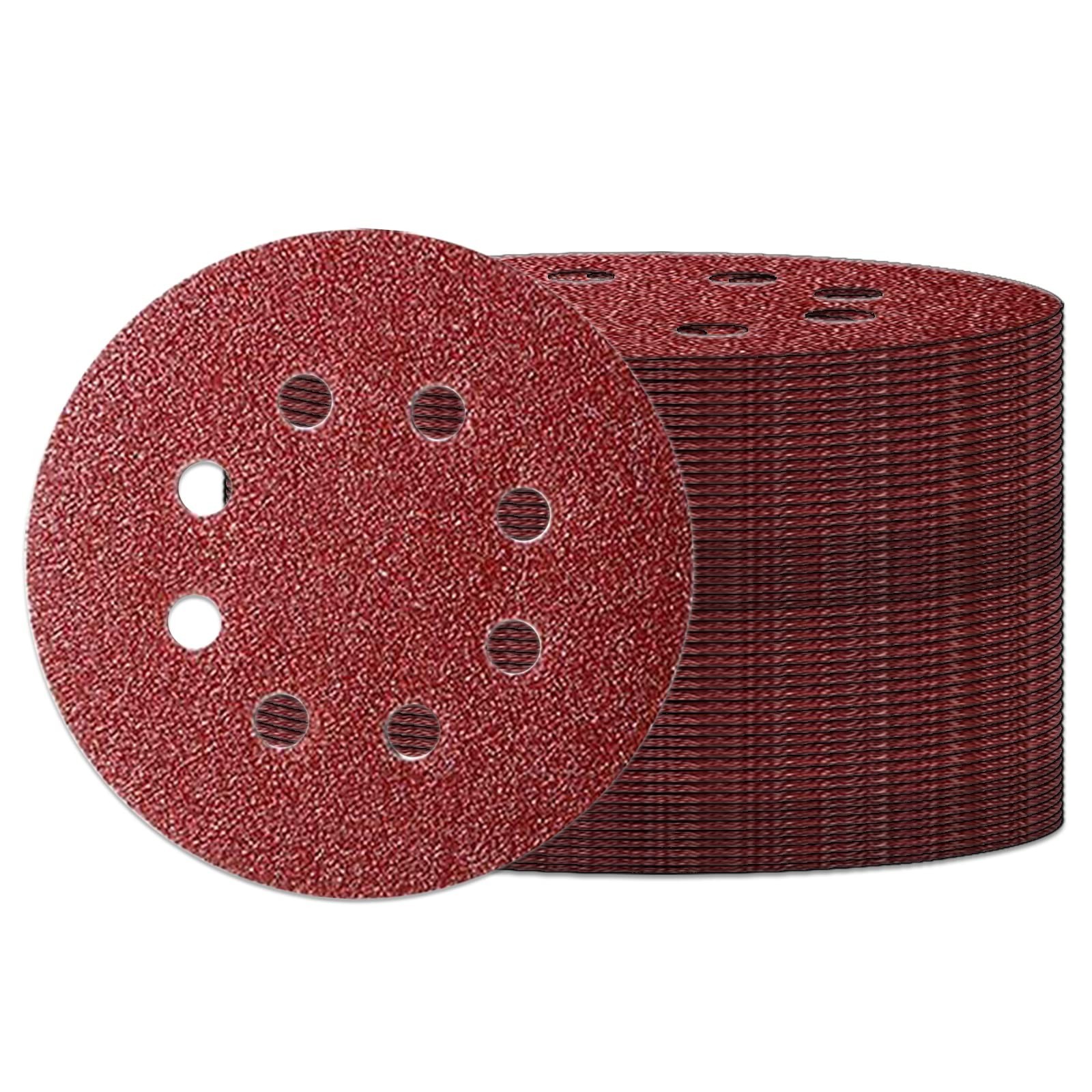 50Pcs 125mm 8 Holes Sanding Discs Pads Sanding Sheets, 5 Inch 60 Grits Hook a…