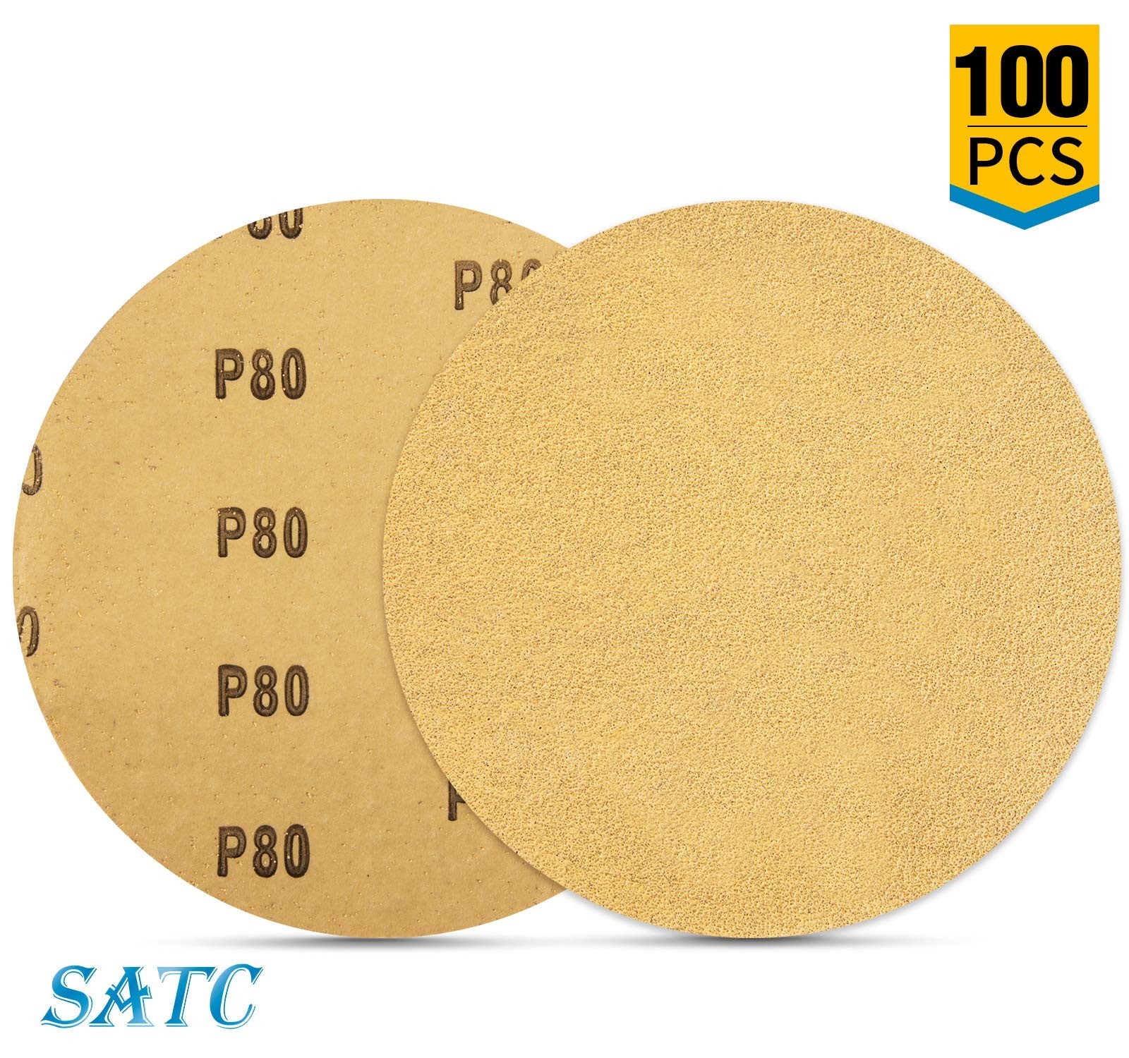 100 PCS 6″ Sanding Discs 80 Grit Adhesive Backed Sandpaper for Drill – Aluminum