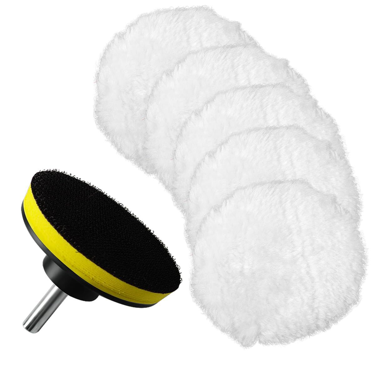 5 Pcs 3 Inch Wool Buffing Pads for Car Polishing Waxing with M10 Drill Adapter