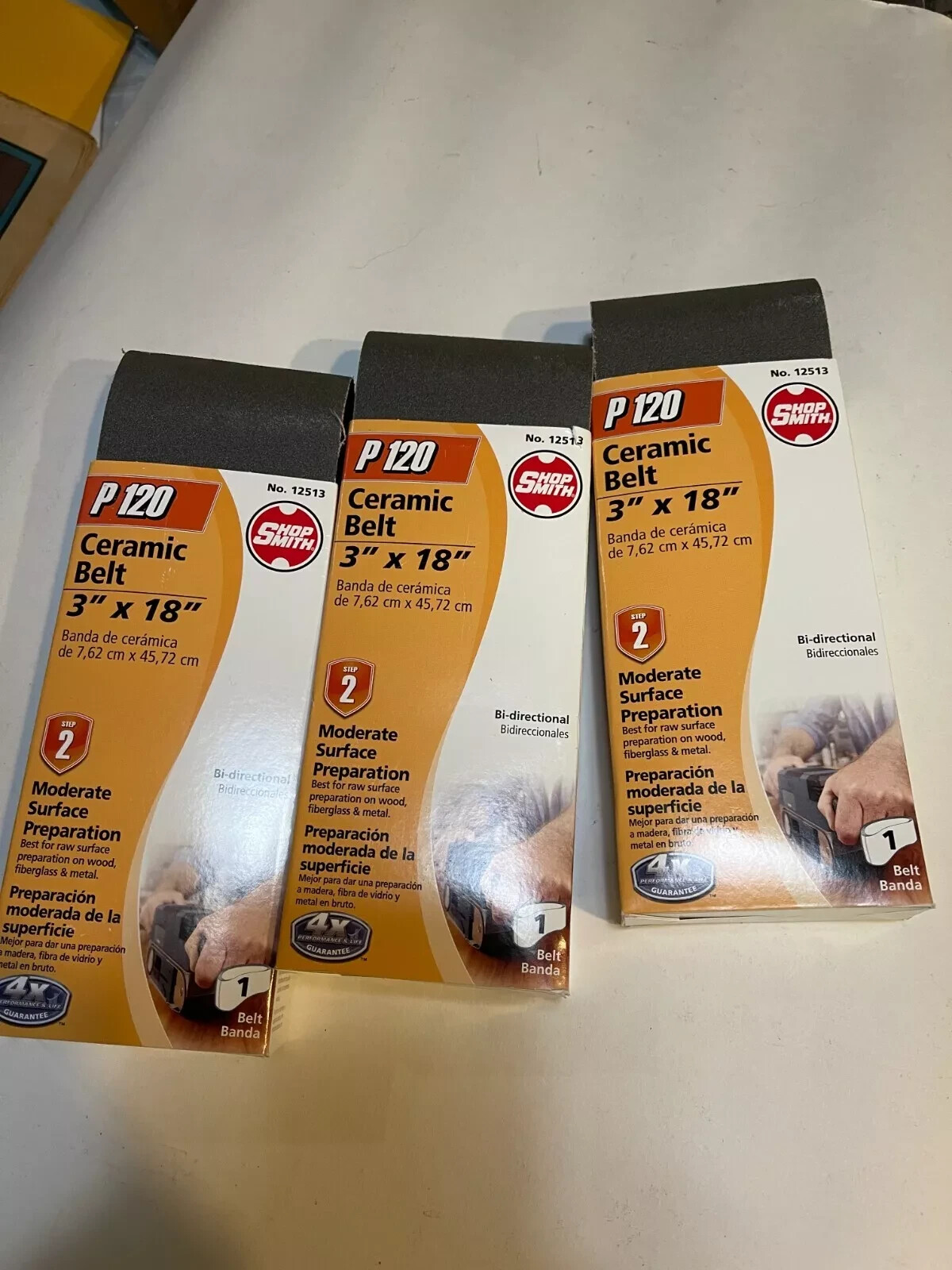 QTY-3 Shopsmith P120 Ceramic Sanding Belt 3 x18 MODERATE REMOVAL 12513 P 120 P3