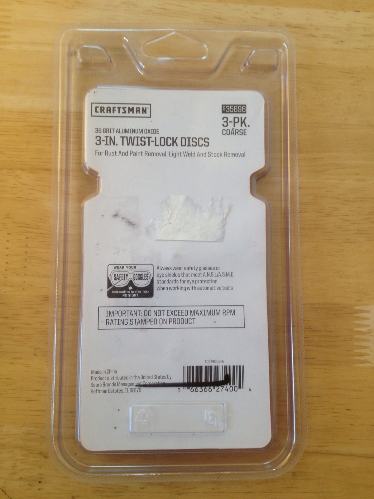 – CRAFTSMAN TWIST LOCK DISCS GRIT ALUMINUM OXIDE 35696 COARSE