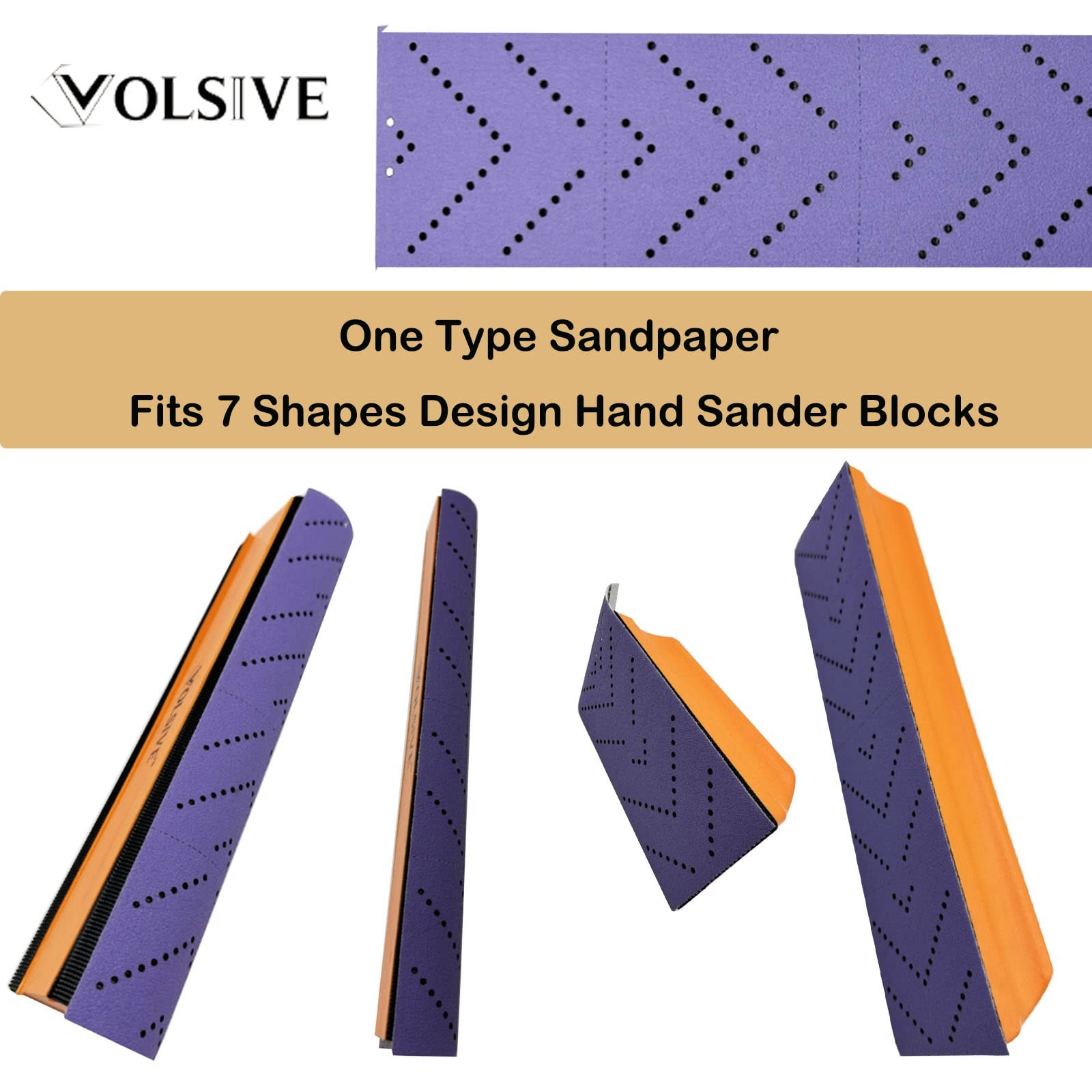 7pcs Hand Sanding Block Set, Rectangle Handheld Sanding Pad, Hook and Loop In…